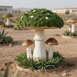 mushroom-shaped electro static water condensation collector, irrigation, vertical gardens, in the desert, XF IQ4, 150MP, 50mm, F1.4, ISO 200, 1/160s, natural light