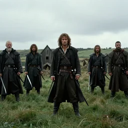 a wide angle movie still from braveheart 1 9 9 5 showing mel gibson driving a car, shot on celluloid with panavision cameras, panavision lenses, 3 5 mm film negative width, anamorphic projection format, critically acclaimed, oscar winning practical effects