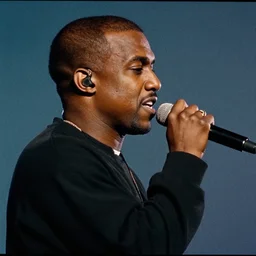 kanye west performing at the saint pablo tour, cinematic, color grading, camcorder effect, ektachrome, fujifilm superia, side - view, closeup - view, rtx, glsl - shaders, post - production, cel shading, vfx, by wangechi mutu, by weta digital, by weta fx, by wlop