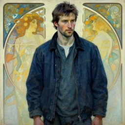 attractive man, the last of us, cool colors, painting by gaston bussiere, craig mullins, greg rutkowski, alphonse mucha