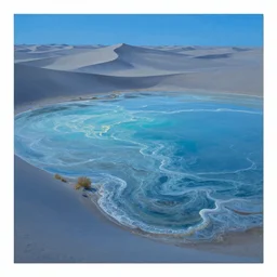 a gorgeous blue desert painting by barlowe wayne maxfield parrish and marco mazzoni, grey blue and very little light verdancy. ultra clear detailed. 3 d, octane render. turbulent blood lake.