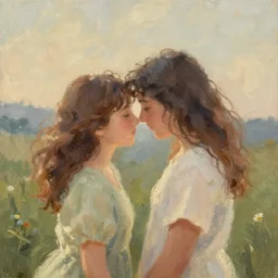 a beautiful painting of a little couple