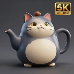 fat cat shaped teapot, final fantasy merchandise, highly detailed, octane render, ray tracing, ambient occlusion, trending on artstation, 8 k