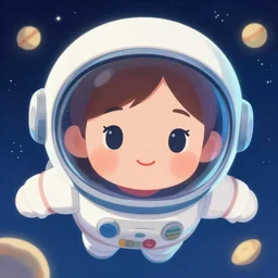 portrait of a young girl floating in space, colorful, cute face by, ilya kuvshinov, yoshinari yoh, kmai yoneyama, dynamic pose, ( kyoani ), flat narrow nose, rounded eyes, illustration, anime poster, halftone shading, mads berg