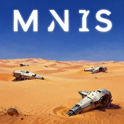 alien desert with scattered spaceship wreckage. vibrant, painting from a sci - fi novel cover, award winning concept art, in the style of no man's sky, trending on artstation