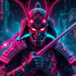neon samurai in the style of android jones, 1 6 k, ultra detailed, ultra intricate, artstation