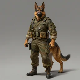 full body of a humanoid german shepherd beast - man in military style, highly detailed portrait, digital painting, artstation, concept art, smooth, sharp foccus ilustration, artstation