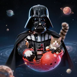 darth vader riding tabby space cat feline in space photoshop