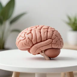 5 5 mm photo of a human brain on a zen minimalist white table with elegant houseplants in the background. highly detailed 8 k. intricate. lifelike. soft light,