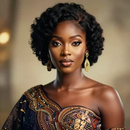 a portrait of a young beautiful nigerian lady, highly detailed, cinematic lighting, hyperrealistic, 4 k, unreal engine, magical