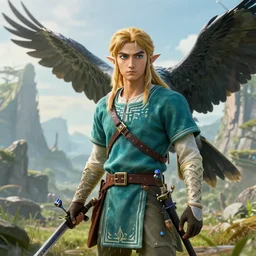 highly detailed legend of zelda portrait photo of a harpy in a scenic dystopian environment, hyperrealistic illustration by william didier - pouget