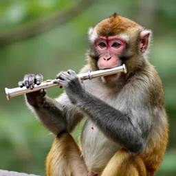 monkey playing flute beautifully