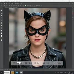 Emma Watson as Catwoman, XF IQ4, 150MP, 50mm, f/1.4, ISO 200, 1/160s, natural light, Adobe Lightroom, photolab, Affinity Photo, PhotoDirector 365, filling the frame, rule of thirds, symmetrical balance, depth layering
