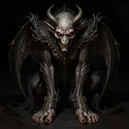 portrait of an infernal demon wearing toe shoes ( vibram five fingers ), digital art, grim - lighting, high - contrast, intricate, elegant, highly detailed, centered, digital painting, artstation, concept art, tyler jacobson, greg rutkowski, alphonse mucha, karol bak, magalie villeneuve