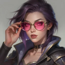 woman with rose tinted glasses, league of legends concept art