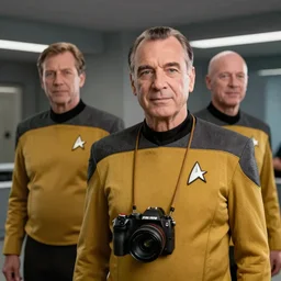 saul goodman from better call saul wearing a star trek uniform from star trek next generation, saul goodman, jimmy magill, saul, 4 k, super real, hyper realistic, professional photography, 8 k, sigma art 8 5 mm f 1. 4, dslr photo, full frame sensor mirrorless, star trek, captain picard, uniform star trek, better saul goodman, saul goodman, better call saul goodman, very saul goodman