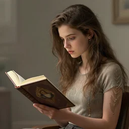 epic professional digital art of a girl reading a book, by leesha hannigan, iris van herpen, artstation, cgsociety, wlop, epic, much wow, much detail, gorgeous, detailed, masterpiece