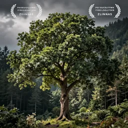 photo of a tree on a forest landscape, macro photography,