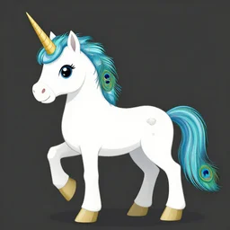 Unicorn with peacock feather