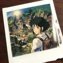 overhead view polaroid film still portrait of a 1 9 5 0's adventurer girl discovering an ancient city, finely detailed features, perfect art,, water, sun, gapmoe yandere grimdark, trending on pixiv fanbox, painted by greg rutkowski makoto shinkai takashi takeuchi studio ghibli, akihiko yoshida,
