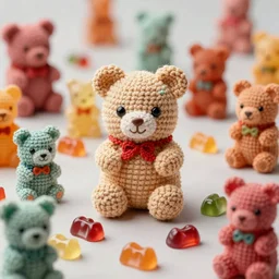 an eldritch candy land full of crocheted gummy bears, ultra realistic, artstation, unreal engine, highly detailed, realistic lighting, dynamic shading