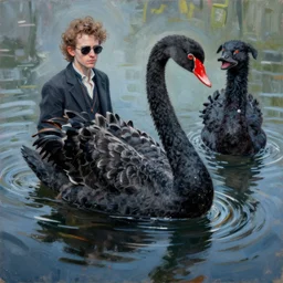 TIm Burtons style Black Swan by Alex Pardee and Nekro and Petros Afshar, and  James McDermott,unstirred paint, vivid color, cgsociety 4K
