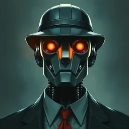 a portrait of noir robot detective,