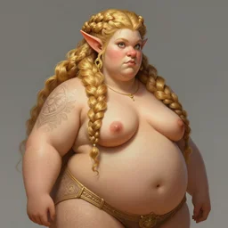 chubby female dwarven woman | neat elaborated long curly braided golden hair | big nose | beautiful plump body | intricate, highly detailed, digital painting, artstation, concept art, dungeons and dragons , art by jeff easley and ralph horsley