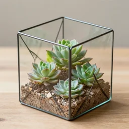 geometric decorative terrarium cube for small succulent