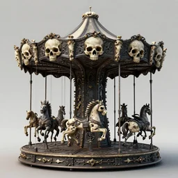 3d sculpt of an evil ironwork carousel made of bones and skulls, artstaton, League of Legends, red dead redemption2, overwatch, digital illustration