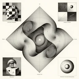 science poster, spatial space deformation in latent space, math art, by jamnitzer and gustave dore and mc escher