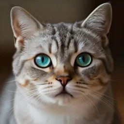 closeup photo of cute alien cat hybrid with glowing eyes