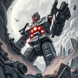 giant elon musk in a mecha suit to conquer the world, dynamic lighting, cinematic, establishing shot, extremely high detail, foto realistic, cinematic lighting, pen and ink, intricate line drawings, post processed, concept art, artstation, matte painting, style by raphael lacoste, eddie mendoza