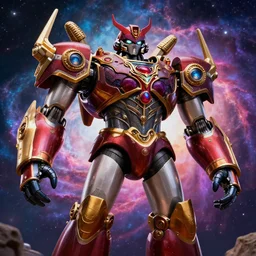 movie still frame, armored and baroque great mazinger z in epic pose, a psychedelic nebula in the background, intricate details, beautiful composition, masterwork 8 k, cgi, by ridley scott, james cameron, zack snyder and michael bay