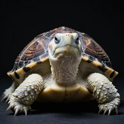 photo of a cute albino turtle with fur instead of a shell, sharp, dramatic lighting, intense, incredibly detailed, studio, 85mm Sigma Art lens