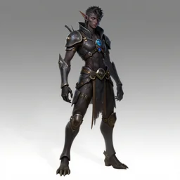 a teenager dark elf with hoofs, cyberpunk, artstation