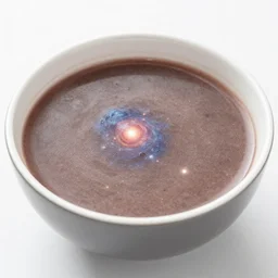 space and cosmos soup in a bowl, food photography
