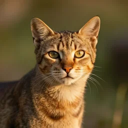 cat that looks like a giraffe, animal geographic, high quality, golden hour