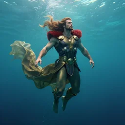 ian bohen as namor floating underwater, flowing robes, handsome, ocean background, alphonse mucha, rhads, ross tran, artstation, artgerm, octane render, 1 6 k