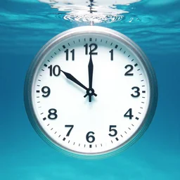 clock underwater, award winning cyan and white photography