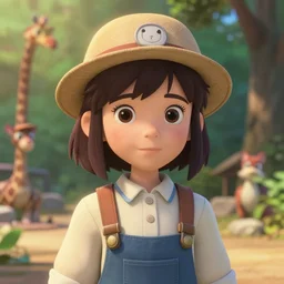 a 3 d film animation still portrait of a 1 9 5 0's disney zoo keeper girl, finely detailed features, sun light, at the zoo, gapmoe yandere grimdark, trending on pixiv fanbox, painted by greg rutkowski makoto shinkai takashi takeuchi studio ghibli, akihiko yoshida, pixar 3 d, renderman