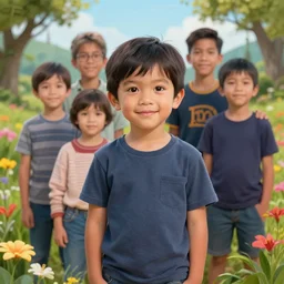 hyperrealistic portrait of a philippine kid character in a scenic environment, flowers, by beksinski zdzislaw, yoro sean, buchholz quint, christensen james c.,