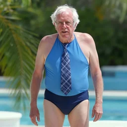 bernie sanders as a vampire in a swimsuit