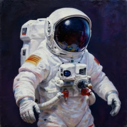 vaporwave astronaut, oil painting, 4K, high octane, ominous, ultra realistic