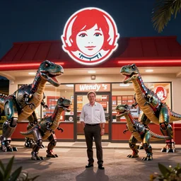 tim allen working at wendy ’ s with a bunch of cyborg dinosaurs