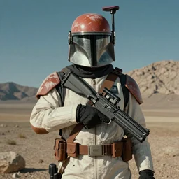 a beautiful picture of a space bounty hunter by Wes Anderson, trending on Artstation