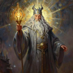 the universes most powerful wizard/scientist oil painting by Jean Giraud and Ralph McQuarrie