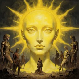 rock festival poster art simon stalenhag eldritch eyes, yellow sun skin, elegant, highly detailed, centered, digital painting, concept art, smooth, sharp focus, illustration, artgerm, tomasz alen kopera, peter mohrbacher, donato giancola, joseph christian leyendecker, wlop, frank frazetta