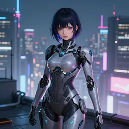 anime visual of portrait futuristic cyber warrior girl, in future cyberpunk tokyo rooftop, ssci - fi, fantasy, intricate, very very beautiful, elegant, neon light, highly detailed, digital painting, artstation, concept art, smooth, sharp focus, illustration, art by artgerm and wlop and tian zi and alphonse mucha