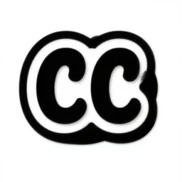 cc, black and white, logo, fun font, vector art, minimalism